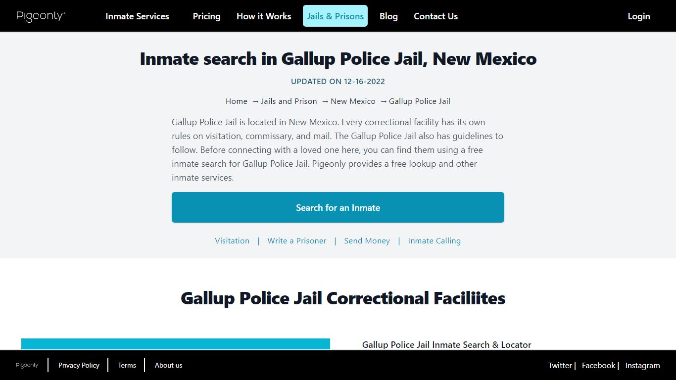 Inmate Search Gallup Police Jail, New Mexico | Pigeonly